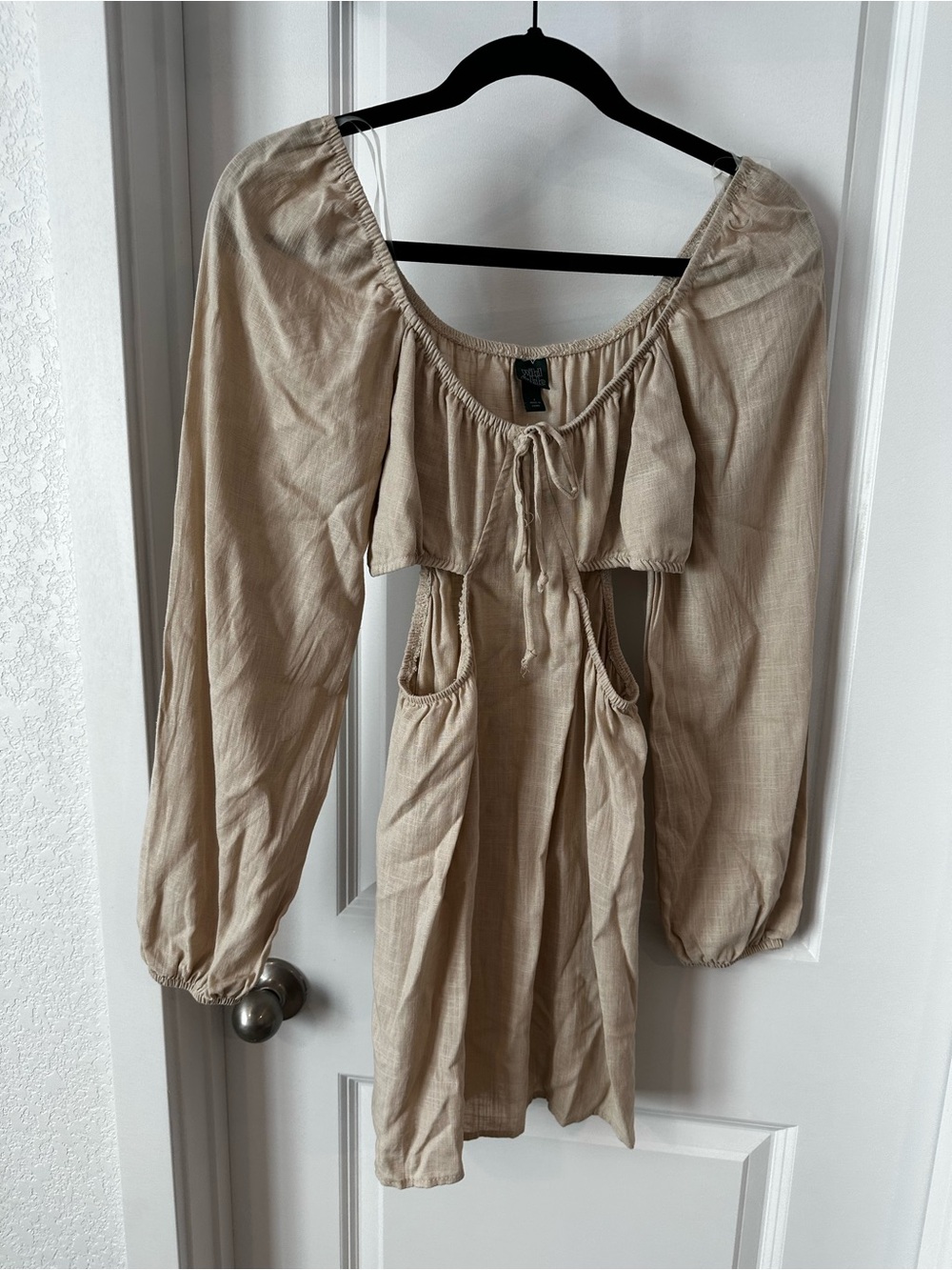 wild fable Beige Peasant Tie-Front Tunic